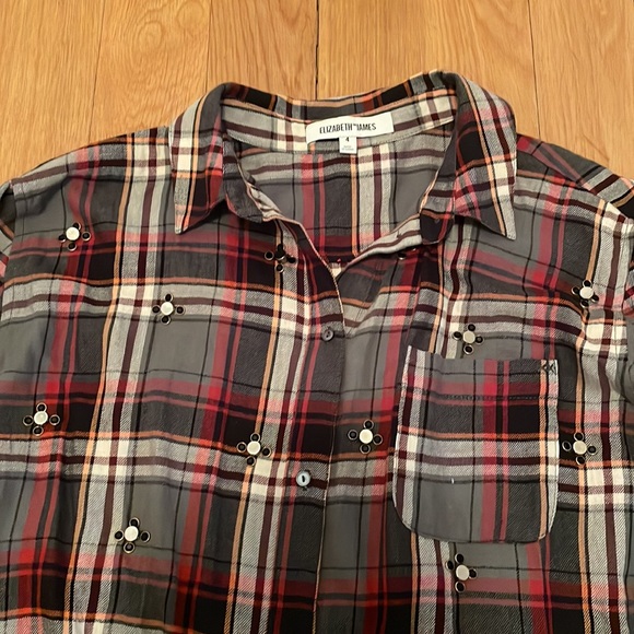 Elizabeth James multi color plaid button up with studs - Picture 2 of 4